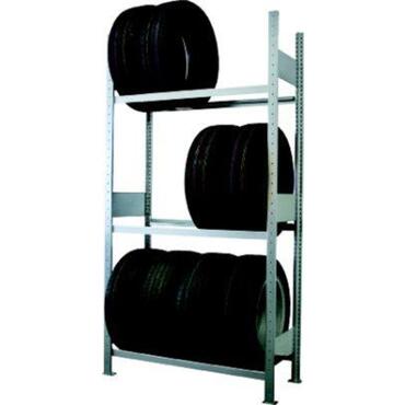 CLIP S3 tyre rack 2000 x 1000 x 400 completely galvanised with six longitudinal rails for holding tyres (three tyre levels)